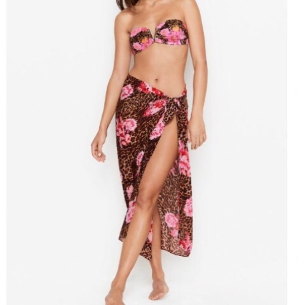 VS SWIM VENICE V-HARWARE BANDEAU & BRAZILIAN BIKINI BOTTOM + SARONG NEW!.